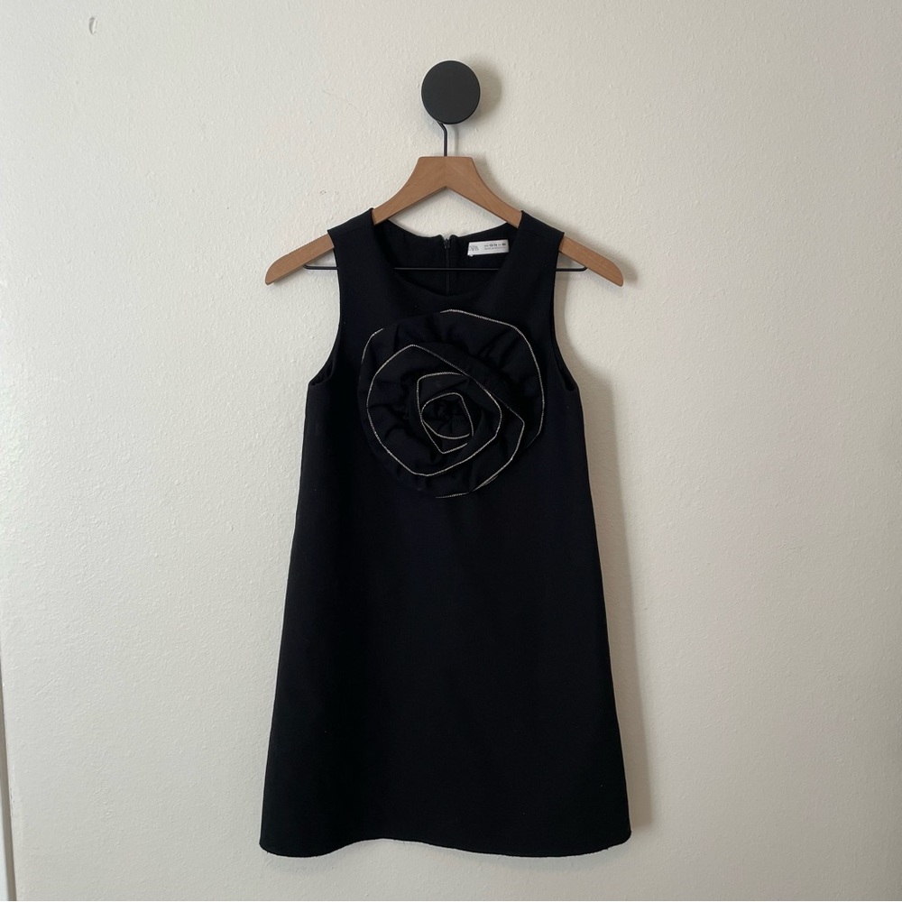 ZARA Girls Black Rosette Detail Dress 13 - 14